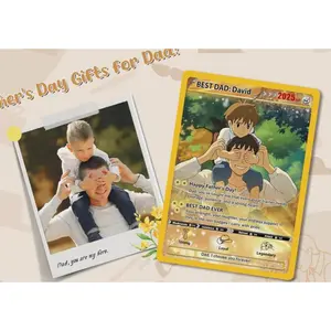 Custom Father's Day Anime Card – Personalized Gamer Dad Gift, Pokémon-Inspired Keepsake Card, Photo Card for Dad, Gift for Gamer Dads