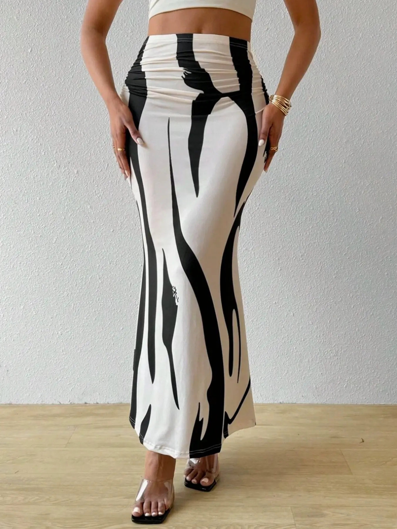 Women's Printed Pleated Skirt, Elegant Floral Design, Perfect for Daily Wear, Comfortable & Stylish, Ideal for All Seasons