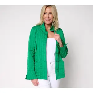 Joan Rivers Woven Textured Stripe Button Front Jacket