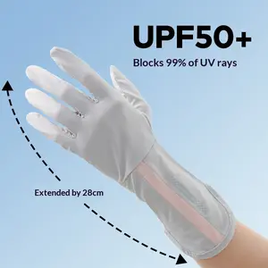 2-Pack Summer Sunscreen Gloves Women Thin Ice Silk Anti-ultraviolet Dew Finger Touch Screen Driving Riding Non-slip Breathable UPF 50