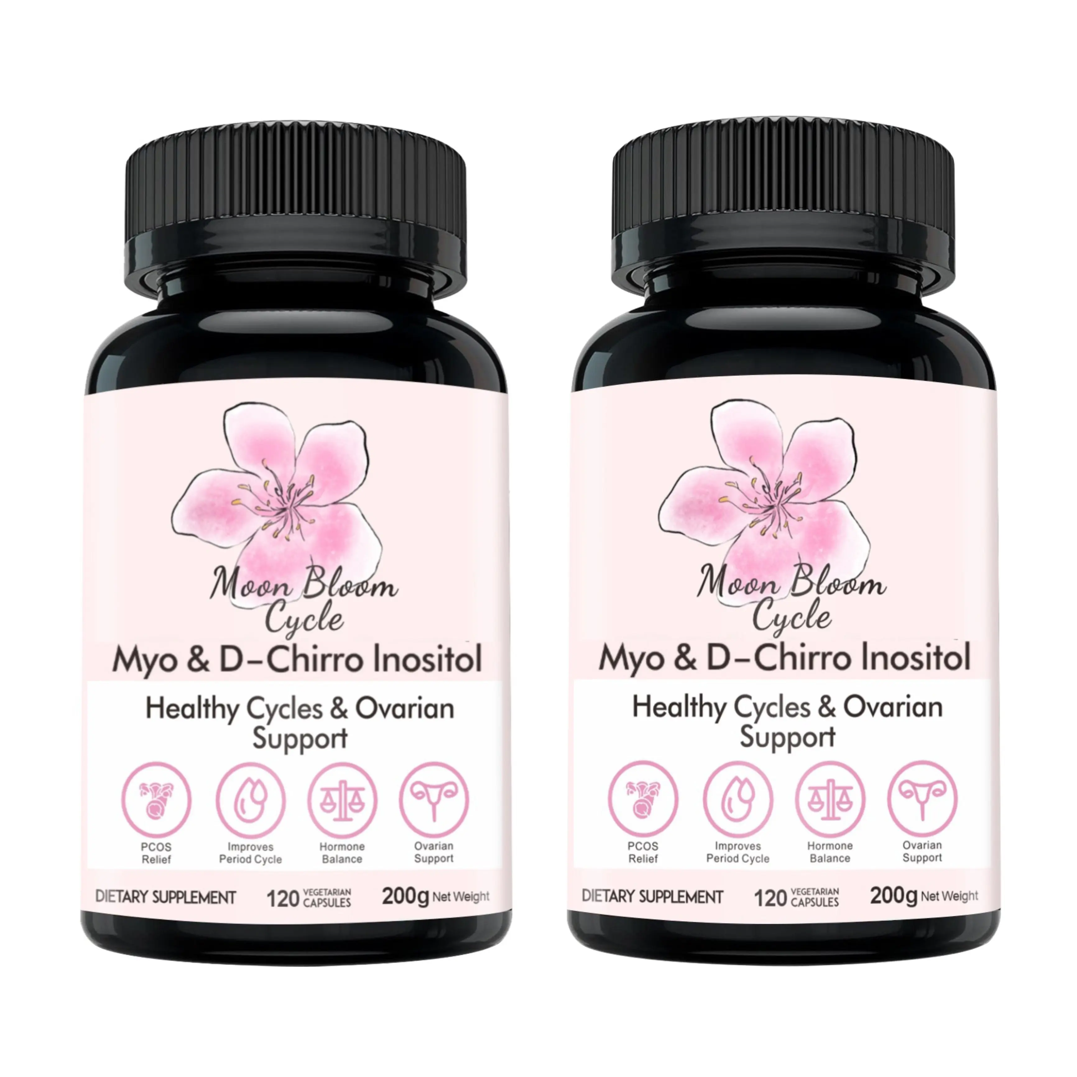 Moon Bloom Cycle Pills (2-Month Supply) | Myo-Inositol, D-Chiro Inositol, CoQ10, Vitamin D3, B6, B12, Folate & Magnesium Glycinate