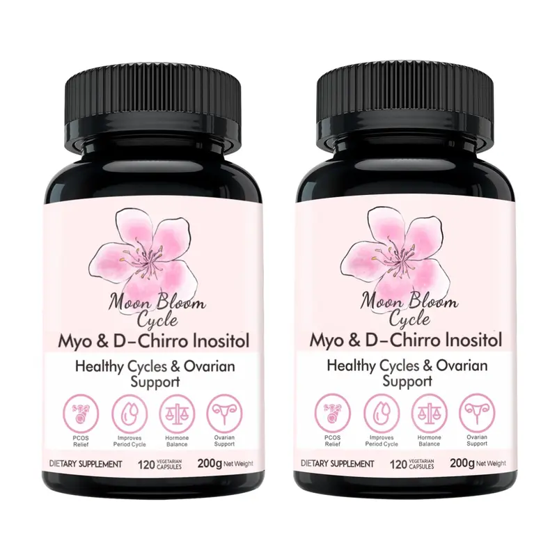 Moon Bloom Cycle Pills (2-Month Supply) | Myo-Inositol, D-Chiro Inositol, CoQ10, Vitamin D3, B6, B12, Folate & Magnesium Glycinate