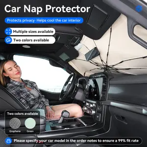 Universal UV-protective car windshield sunshade - foldable and portable, suitable for sedans, SUVs, and MPVs. Blocks heat and UV rays. Available in green and white. Please specify your car model, size, and color in the order notes.