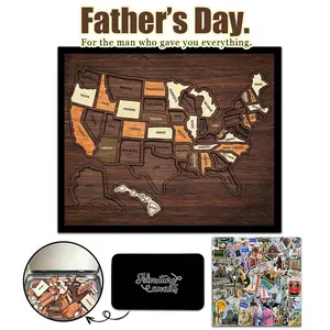 【Father’s Day】Flinelife USA Travel Map Puzzle – 13x11" Wooden Adventure Tracker, Perfect Mother’s Day Gift for Mom | Travel Keepsake for Couples & Families
