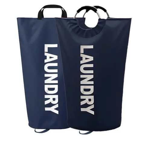 95L Oval Double-Layer Fabric Laundry Basket - Collapsible, Waterproof, Portable with Handle, Laundry Room Organizer, Modern, Foam-Protected Aluminum Handles for Comfortable Grip, Home Storage (Black), Modern Laundry Baskets