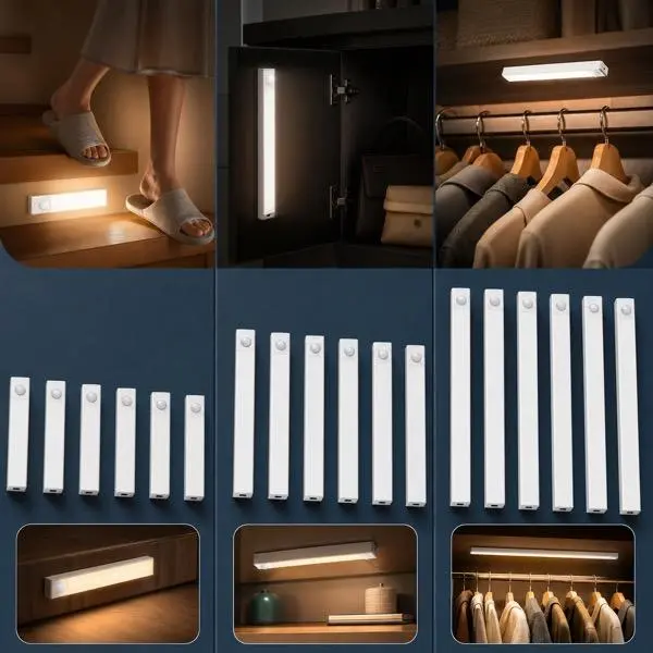 6-Pack LED Motion Sensor Dimmable Cabinet Lights with Magnetic Mount and USB Charging