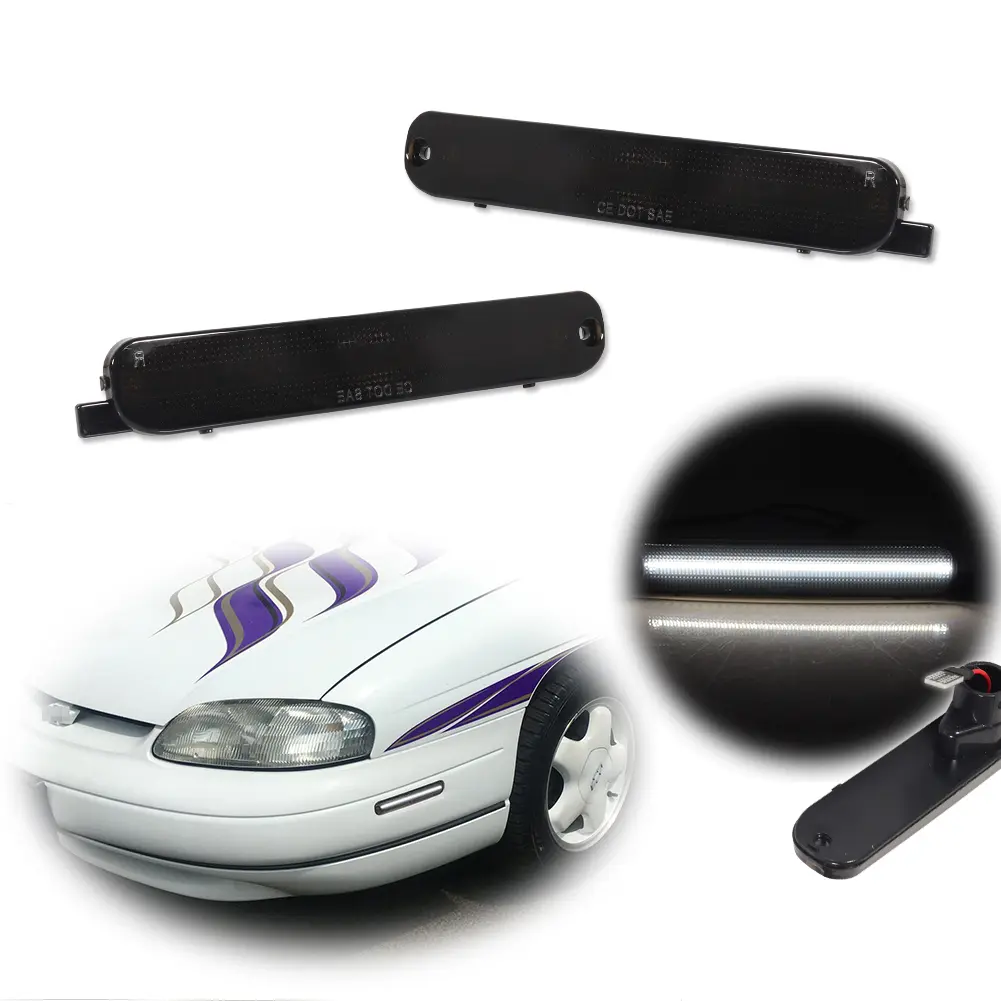 2pcs Smoke White LED Side Marker lamps Lights For 1995-2001 Chevy Lumina & 1995-1999 Monte Carlo,Replace OEM 5978475, 5976715, GM2550158, 5978476, 5976716, GM2551158, 5978477, 5976717, GM2860108, 5978478, 5976718, GM2861108