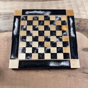 Maple Wood Black Onyx/Pearl White Chess Board (INCLUDES PIECES) Maple Wood Black Onyx/Pearl White Chess Board (INCLUDES PIECES)