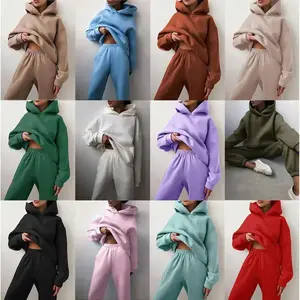 2026Comfort Heavy Fleece Oversize Couple Hoodie & Loose Sweatpants Set Women's Long Sleeve Pullover Basic Minimalist Black Suits Casual Clothes(Raincoats)Gift