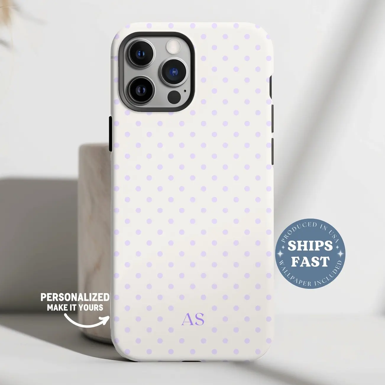 Personalized Purple Polka Dot Phone Case for iPhone 17 16 15 14 13 Initials  iPhone Case Polka Dot Phonecase Monogram Custom Phonecase Purple - TikTok  Shop