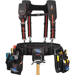 Tool Belt with Padded Suspenders – Construction Tool Rig with Multi-System – Framing & Electrician Waist Belt for Men(one sizeZ)