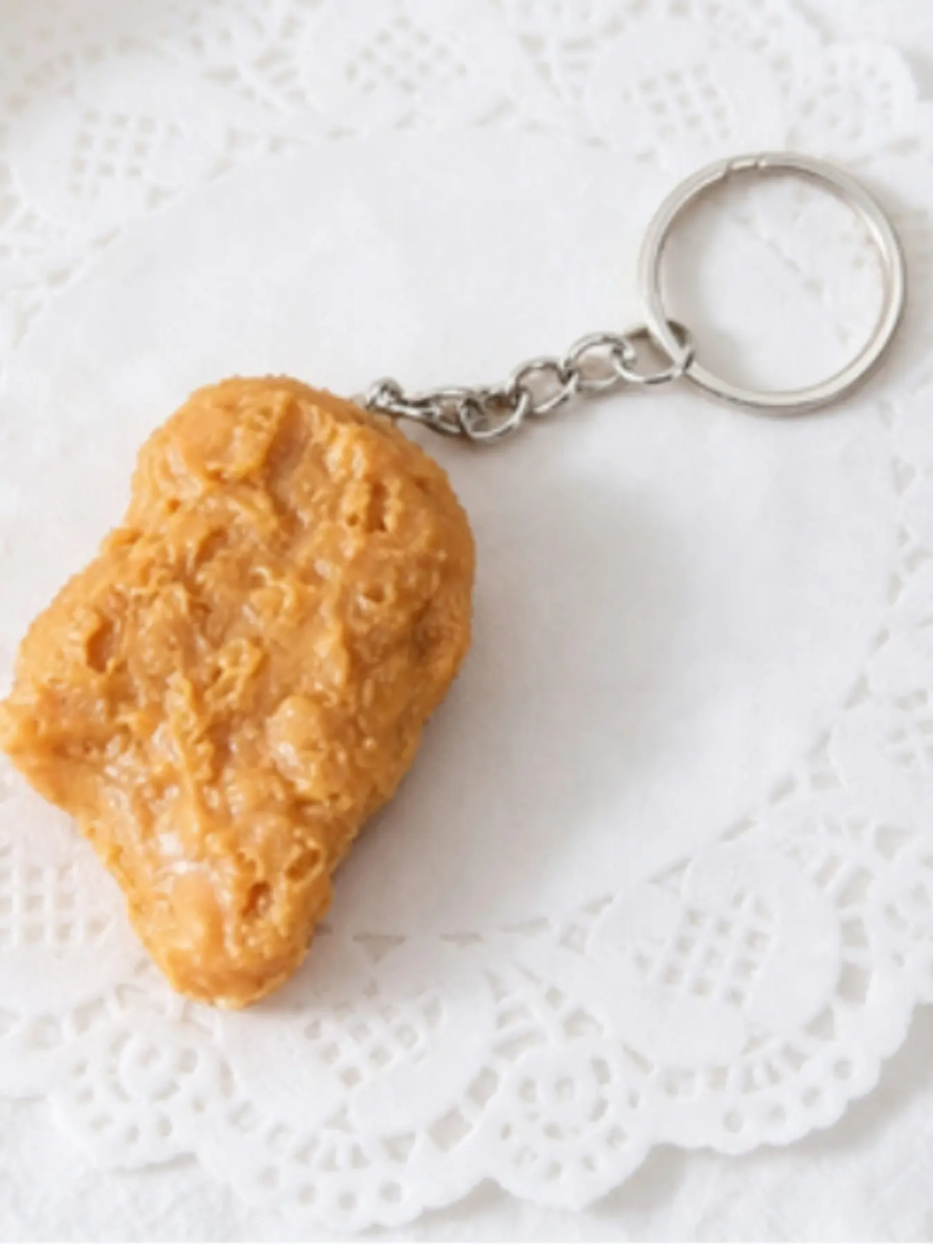 Cute Faux Chicken Nugget Design Pendant Keychain, Geometric Food Series Keychain, Funny Keychain for Men and Women, Daily Life Accessories, Fashion Accessories As Birthday Gifts