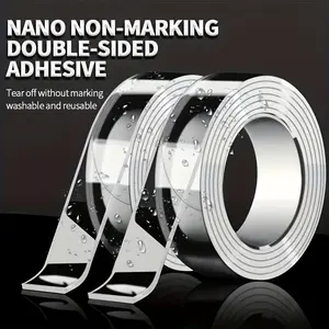Nano Double-Sided Heavy Duty Tape 9.84ft Removable Clear Mounting Tape Strong Washable Traceless Adhesive for Wall Carpet Rug and DIY Projects