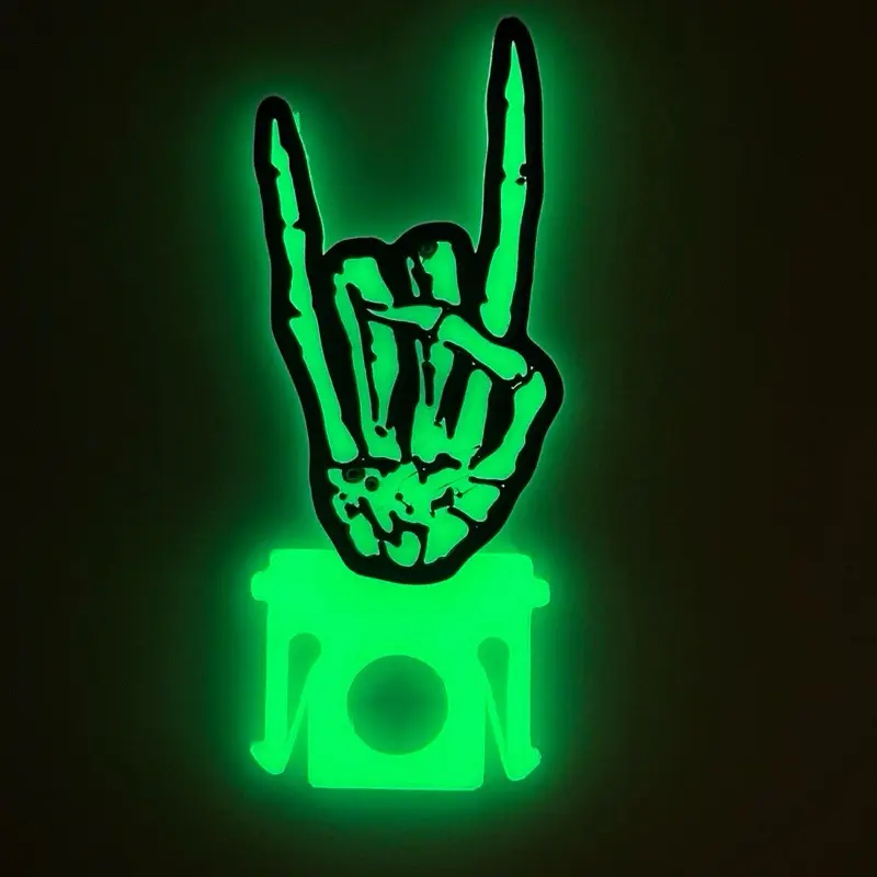 Skeleton hand rock on glow in the dark hard hat clip - High-Quality PLA, Versatile Design for Full Brim, Cap Style, and Bump Caps, Easy to Install