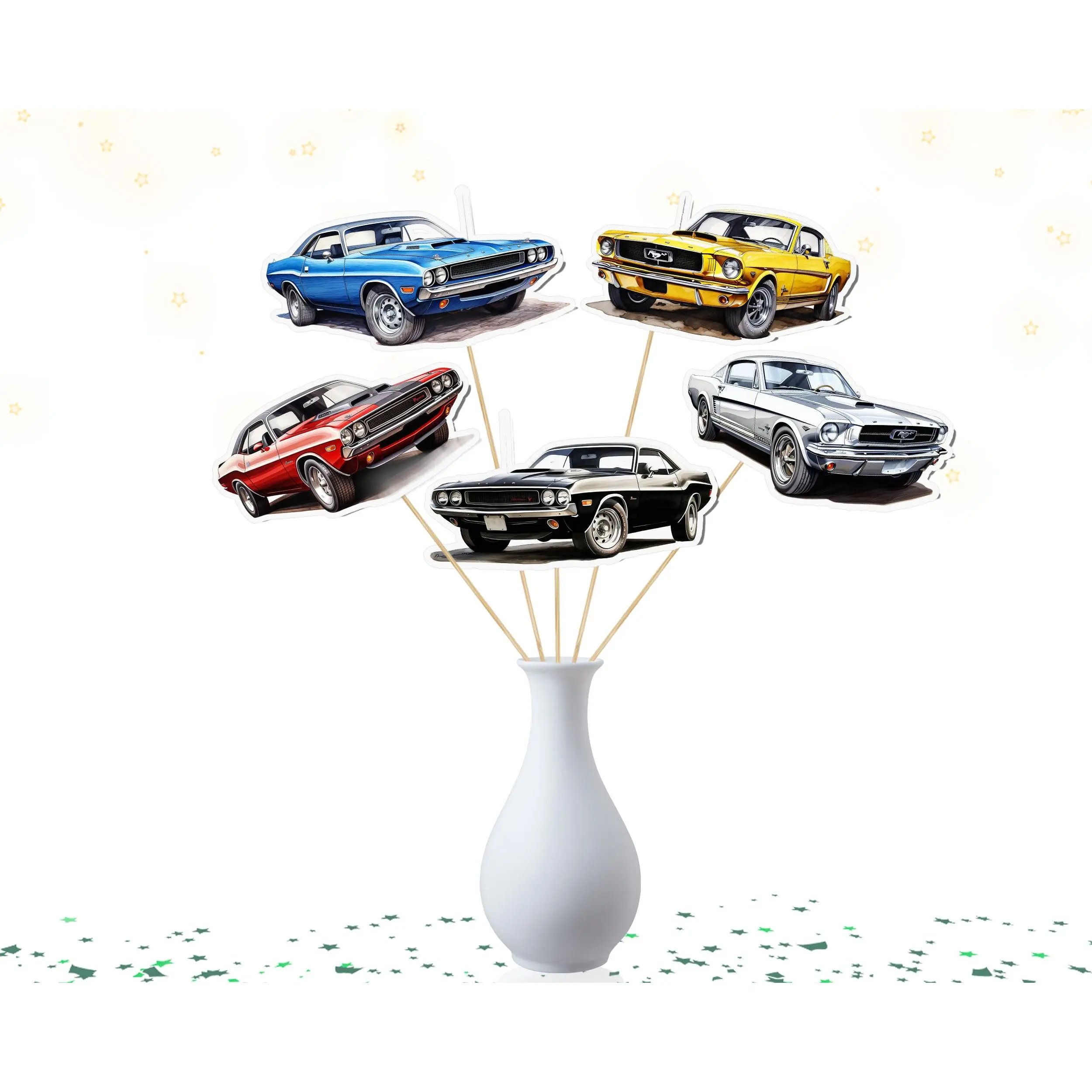 Classic Car Party Centerpiece 5 PCS – Perfect for Vintage-Themed Events