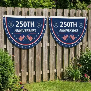 USA 250th Anniversary Banner – Patriotic Outdoor Fence Decor, Independence Day 1776–2026 Flag Sign, Fourth of July Party Decoration for Garden Yard
