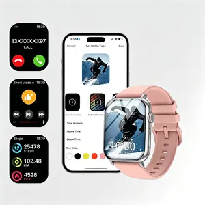 2026 Valentine's Day Gift New Smartwatch Black & Pink Wearable Device Super Bowl HeartRate Sleep Monitor 100+ Sports Modes IP68 Waterproof Smartwatch Gift for Men Women Android Tracker with HD TouchScreen & Call Functionality - Smartphone, Wristwatch