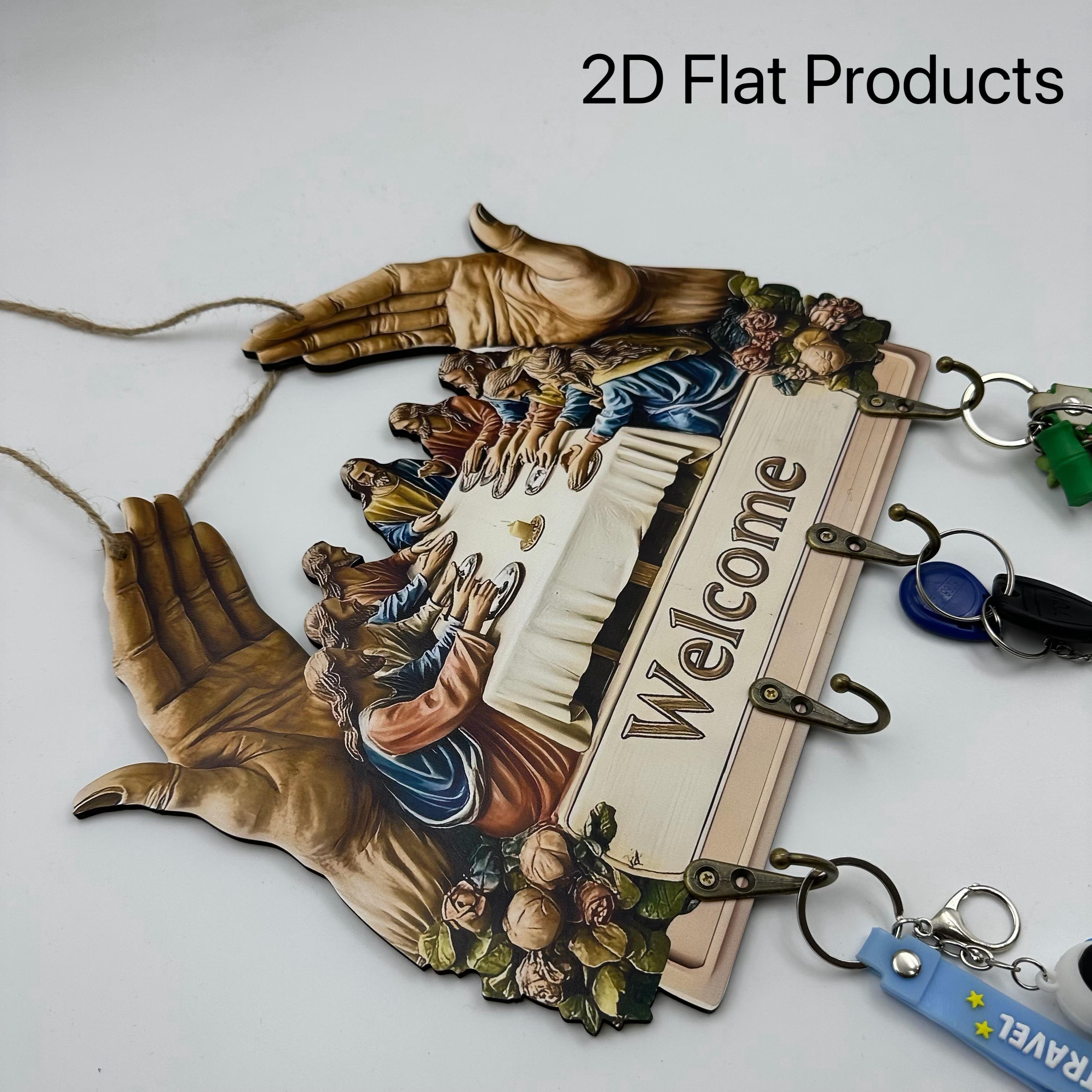 Flat Jesus and Disciples Wall Art Keychain 1 Piece Pack, Exquisite Religious Design with Four Metal Hooks, 10.4"x11.8" Artificial Wood & Metal Frame, Porch Welcome Sign, Farmhouse Style Seasonal Home Decor, Intricate Craftsmanship,Mother's Day  gift
