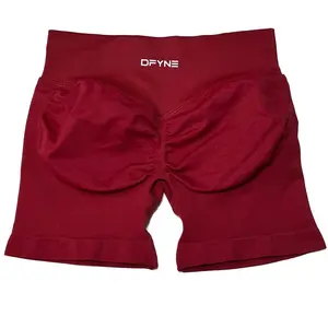 Dfyne Women's Scrunch Bum Shorts – Crimson High Waisted Push-Up, Seamless Yoga & Gym Pants, Durable & Stretchy, True-to-Size