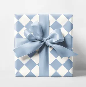 Blue Checkered Wrapping Paper Roll