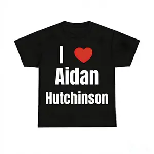 Game Day Apparel Cotton T-shirt Featuring I Heart Aidan Hutchinson Graphic for Enthusiasts