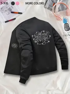 Christmas Rhinestone Zip-Up Jacket for Women. Durable & Stylish Outerwear, Suitable for Daily Wear, Multi-Season Design.