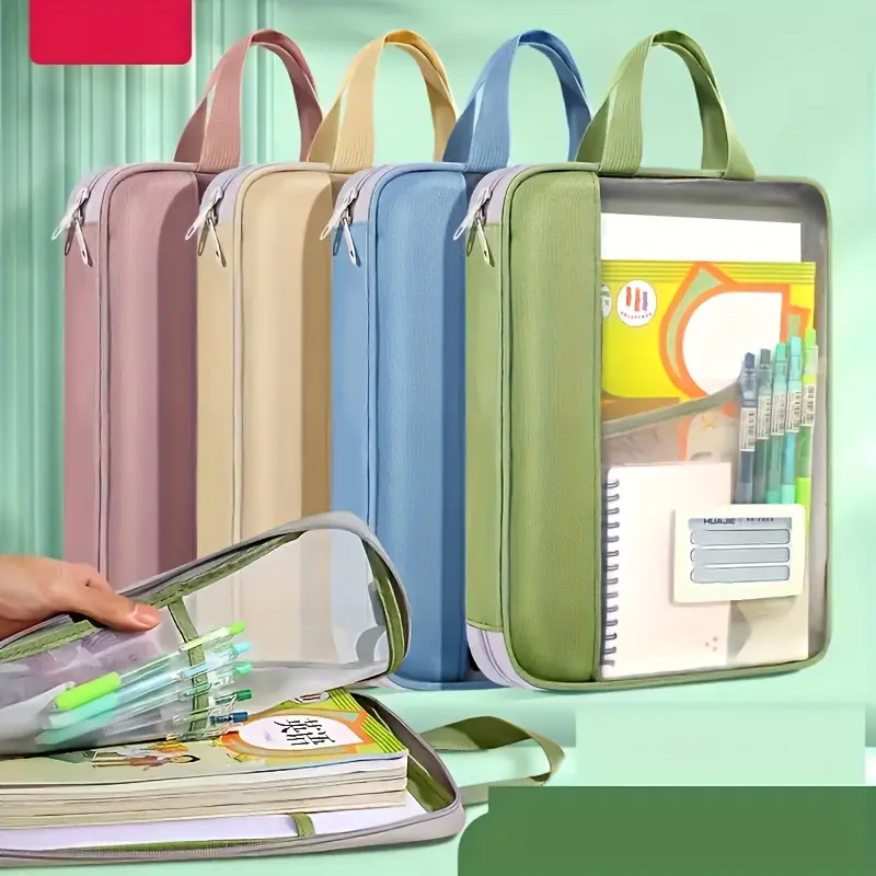 Transparent File Folder with Shoulder Strap, Multi-compartment Organizer for Students, Teachers, Professionals, Portable File Bag, File Storage Bag for Homework, Exams, Tutoring, Office Supplies, Document Organizer, Documents Organizer