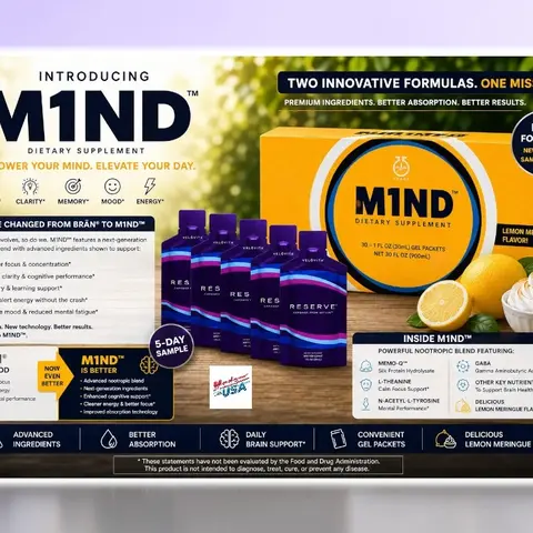 M1ND NeuroBoost 30-Pack Snap - Nootropic Supplement for Enhanced Focus, Mental Clarity, and Energy with biohack technology Healthcare Natural