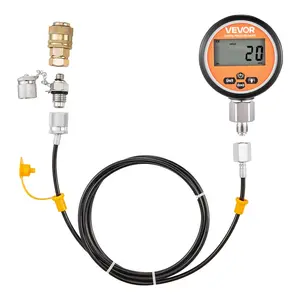 VEVOR Digital Hydraulic Pressure Test Coupling Kit, 10000 PSI Pressure Gauge Manometer Tester with 1 Gauge, 1 Test Coupling, 1 Quick-Release Coupler, and 1 Hose for Excavator Construction Machinery, Stainless Steel