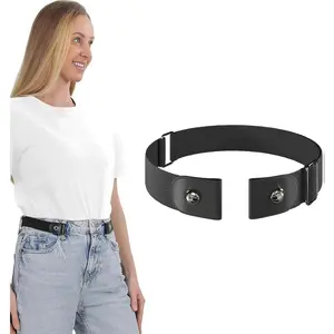 No Buckle Elastic Belt, Stretch Invisible Belt for Jeans, Unisex, 1 Pack