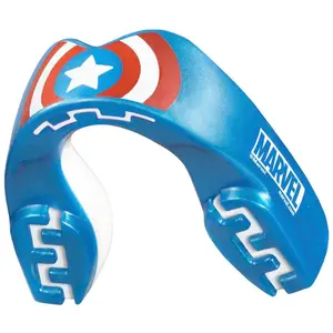SafeJawz MARVEL Sports Mouthguard Dual Layer Premium Mouth Guard with Case for Basketball, Football, MMA, Hockey - Adult - CAPTAIN AMERICA