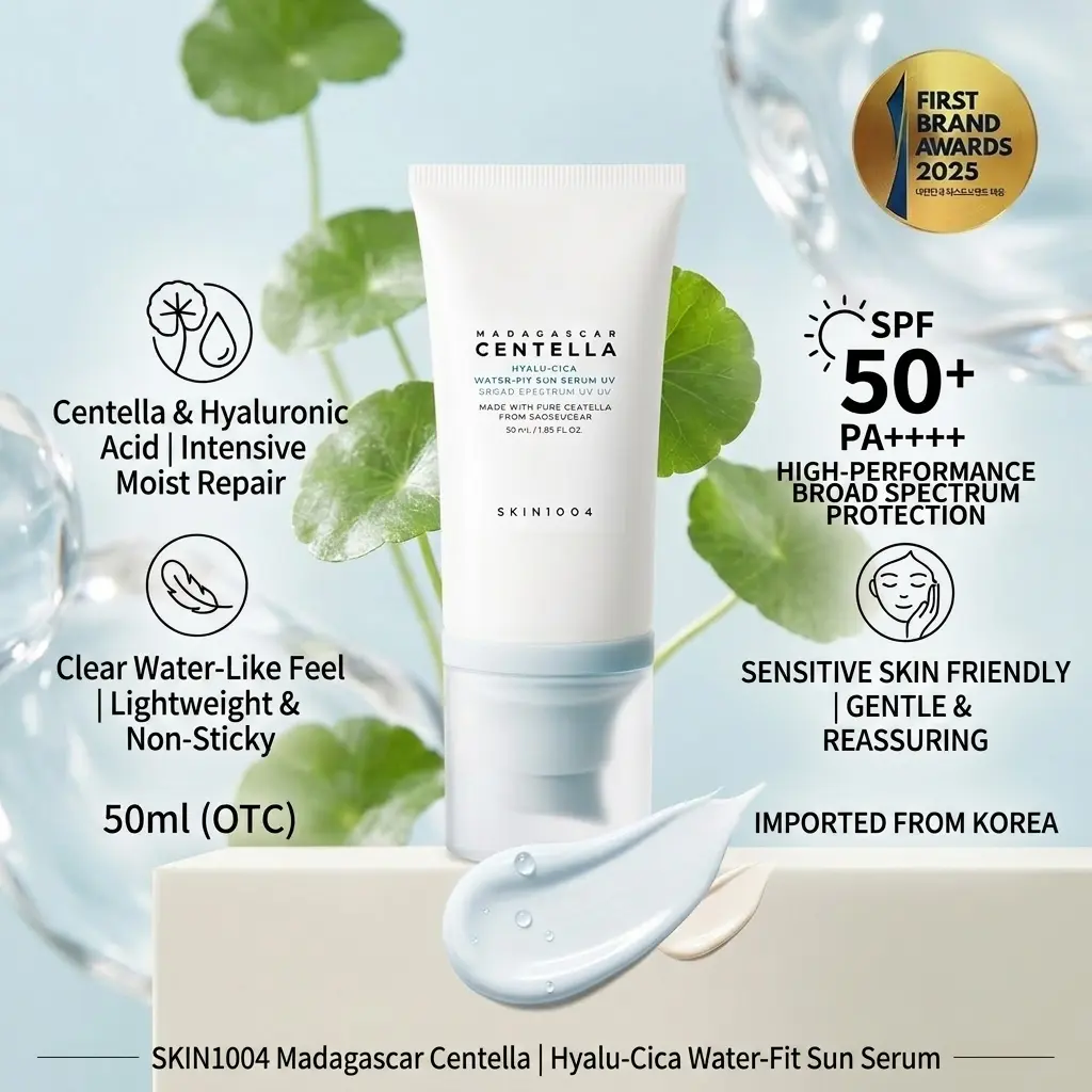 Hyalu-Cica Water-Fit Sun Serum UV (OTC) 50ml - Lightweight Korean Daily Body Sunscreen, Watery-Creamy Texture, Suitable for Sensitive Skin