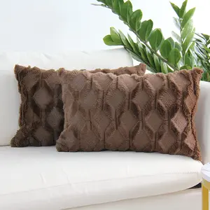 Square/Rectangular Lumbar Plush Throw Pillow Covers, Pack of 2 Luxury Soft Pillowcases, Solid Colors, 2 Kinds (Without Inserts) (Double Sides)
