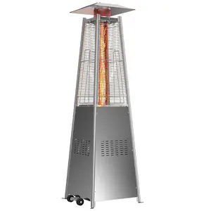 Pyramid Patio Heater, 48000 BTU Outdoor Heater with Wheels and Ignition, LED Propane Patio Heater for Home, Backyard, Garden,Deck and Patio