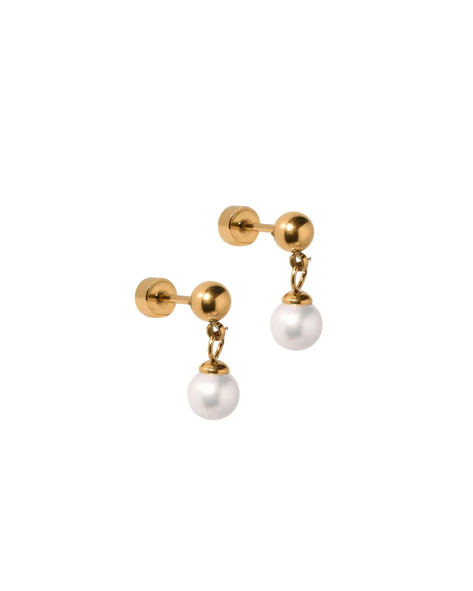 Screwback Stud Earrings - Millie Pearl Gold