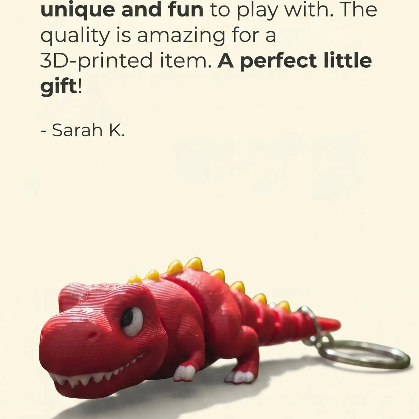 3D Printed Articulated Segmented T-Rex Keychain - Lightweight Mini Portable Bendable Movable Dinosaur Backpack Charm for Dino Lovers, Collectible Modular Fashion Accessory, Movable Action Figure