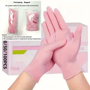 10/20/50/100 Pink Nitrile Disposable Gloves - Latex free, Powder free, Suitable for Kitchen, Cleaning, Nail Art, and Tool Use - Available in XS/S/M/L Sizes, Disposable Gloves, Kitchen Gloves, Cleaning Gloves, Dishwashing Gloves, Work Glove