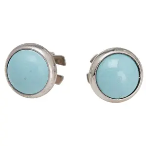Pre-owned HERMÈS 1 Small Leather Goods Eclipse earrings in silver and light blue metal GZ