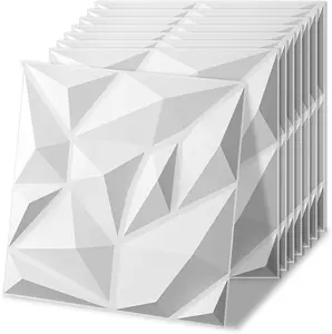 20-Pack 3D Wall Panels – White Decorative PVC Panels, 11.8" x 11.8", Covers 19 Sq. Ft. for Interior Wall Décor