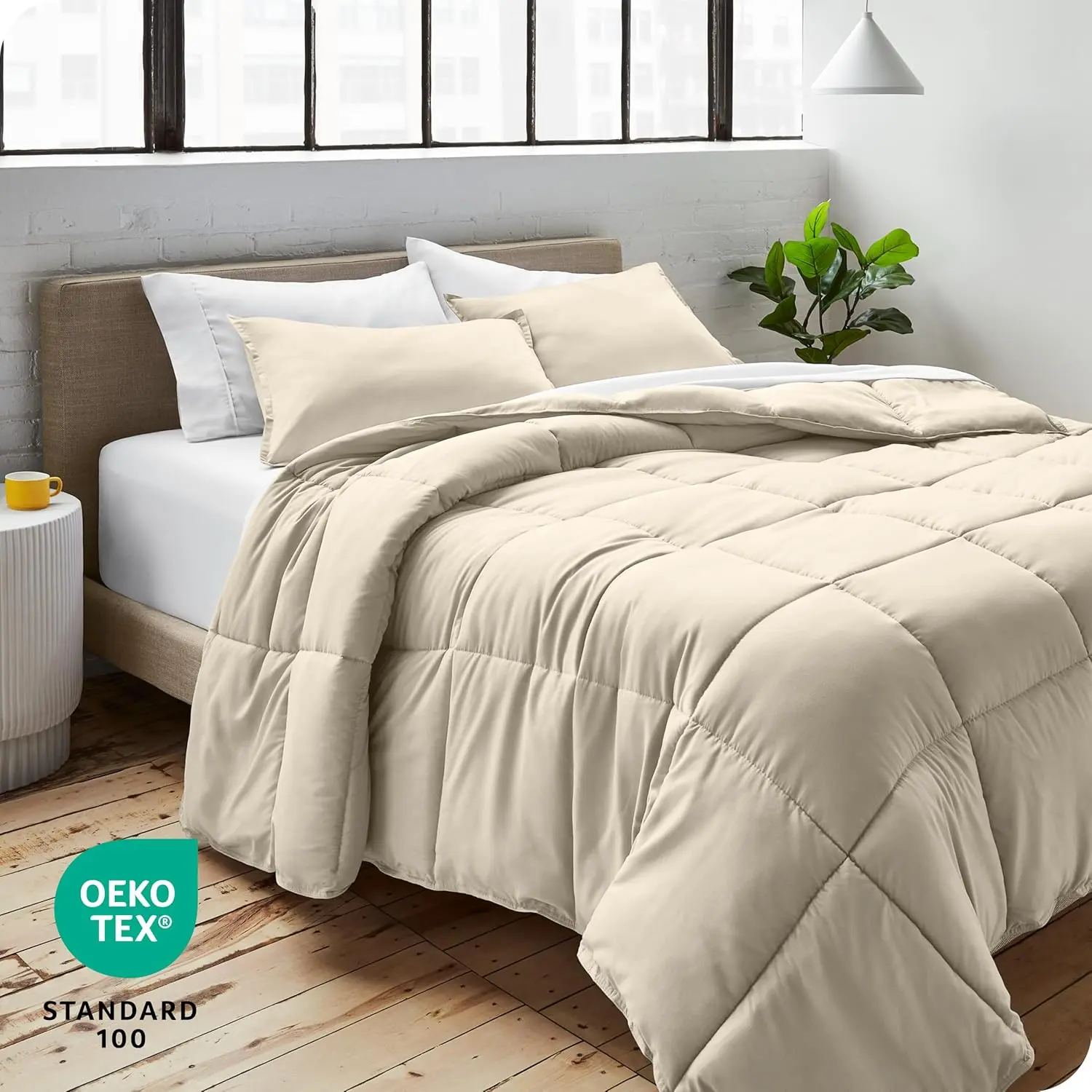 Comforter - Twin/Twin Extra Long Size - Ultra-- Goose Down Alternative - Premium 1800 Series - Warmth (Sand)