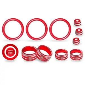 AC Climate Control Knob Cover for Nissan Sentra 14th Gen 2025 2024 2020-2023 Volume Tune Air Vent Outlet Ring Lever Cover Engine Start Stop Button Trim Ring Accessories, 12 Pcs (Red)