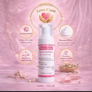 Love Care Boric Acid Feminine Wash 150ML/5 FL.OZ Antibacterial Mousse Effect Balance PH Control Odor Elimination Comfortable Cleanser