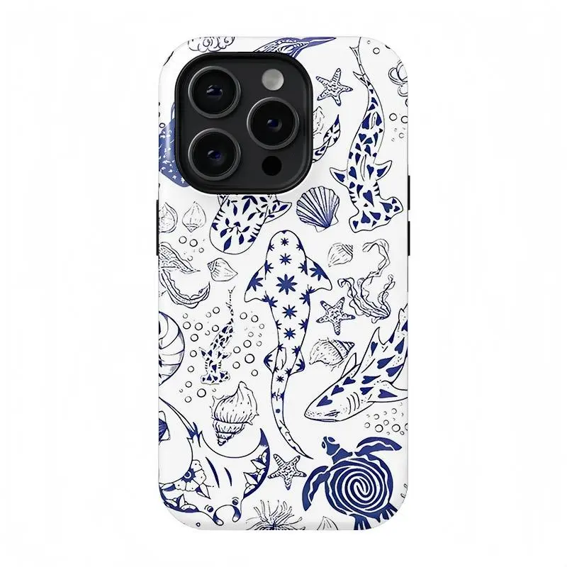 Shockproof Smartphone Casing - Stylish Blue Whale Tech Accessory, Anti-Drop Handheld Cover Compatible with iPhone 13,14,15,16 Pro/Plus/ProMax,17 ProMax Mobile Accessories