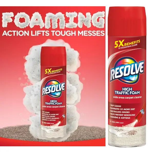 Resolve High Traffic Carpet Stain Cleaner Solution and Odor Remover Foam, 22 oz