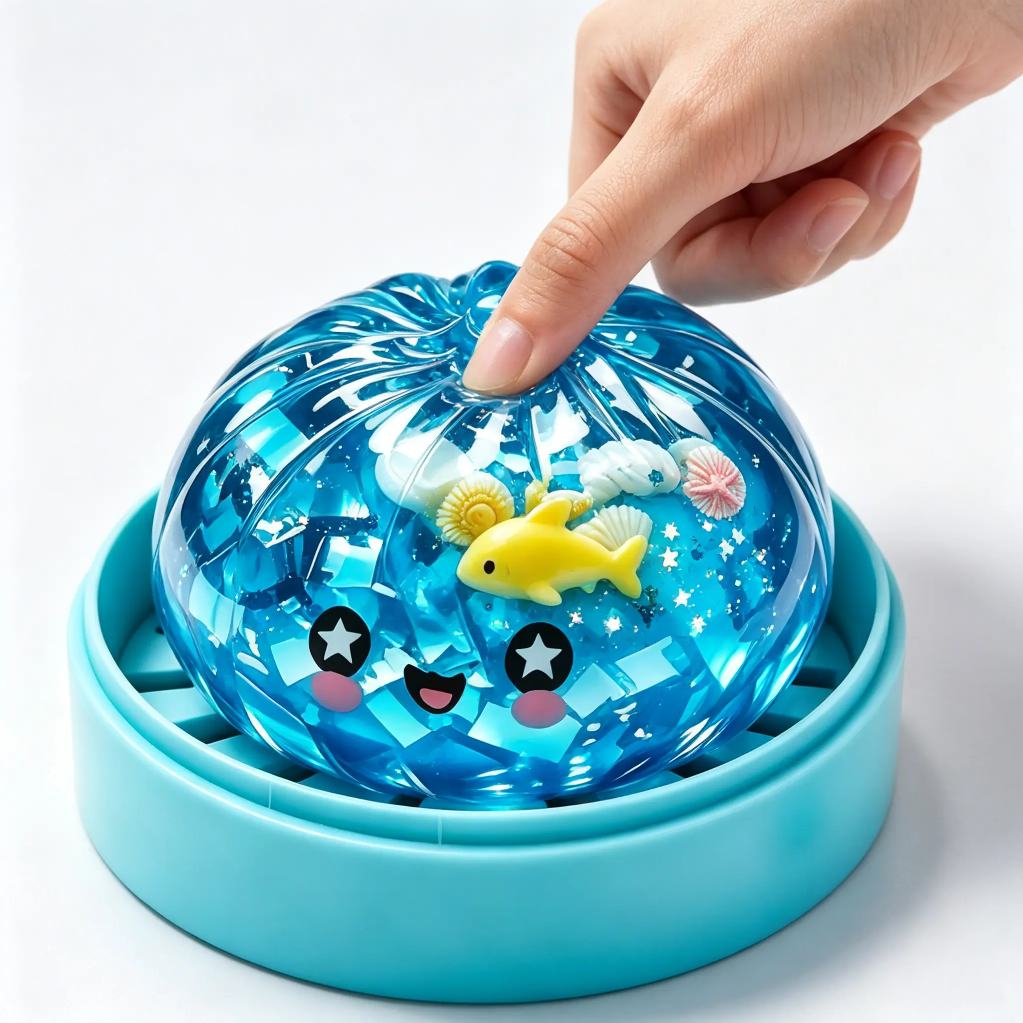 Cute Ocean Shark Shell Dumpling Squishy Toy, Glitter Soft Squeeze Fidget Toy, Portable Hand Stress Relief Toy, Perfect Party Holiday Gift for Kids Adults
