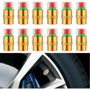 12PCS Car Tire Pressure Monitor Valve Stem Caps 3-Color Tire Pressure Caps Alarm Tires Indicator Sensor Indicator Universal Valve Stem Cap for Cars, SUVs, Trucks, Motorcycles, Bicycles