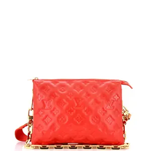 Pre-owned Louis Vuitton material Messenger Bags Coussin Bag Monogram Embossed Lambskin PM by Rebag