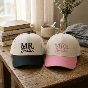 (BEST SUMMER 2026)Custom Name MR MRS Baseball Cap, Personalized Hat for Husband and Wife, Matching Couples Gift, Adjustable Name Embroidered Outdoor Cap