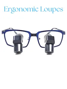 Square Frame Loupes (Blue) with Wireless headlight. DeeTect Wireless Loupes. 3.5x magnification