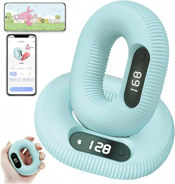 Grip Strength Trainer, Fun Game Hand Grip Strengthener Ring Hand Grip Exerciser with LED Counting Display, Non-Slip Gripper for All Ages Forearm Strengthener Stress Relieve Hand Injury Recovery(1pc)